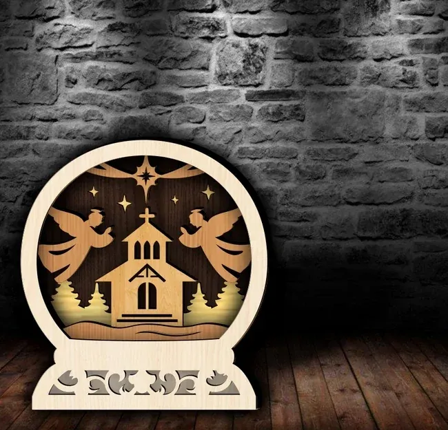 Luminária anjos de Natal para Corte a Laser