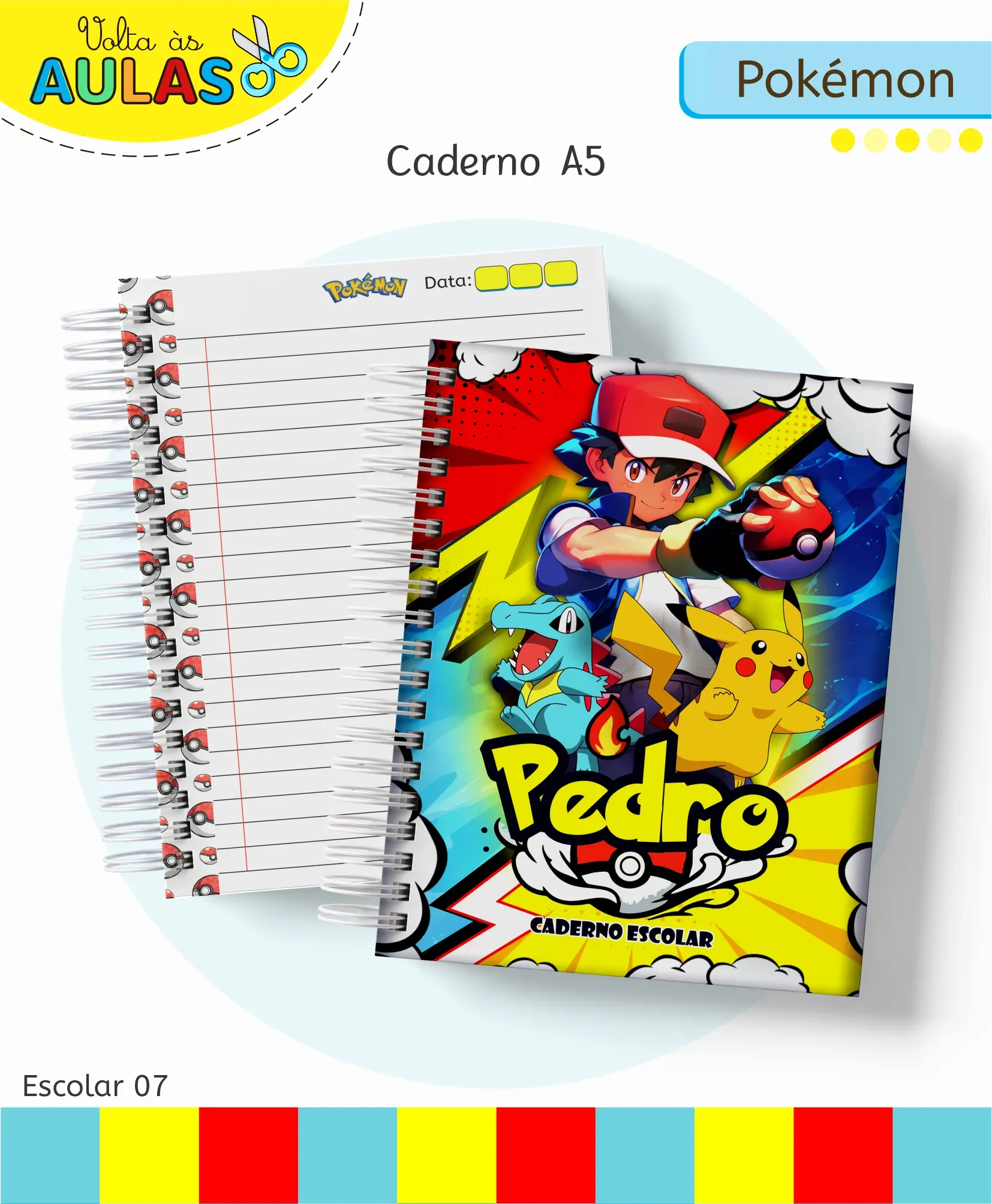 Pack artes Pokemon volta as aulas estampas para agenda caderno capas etiquetas fichario caneca