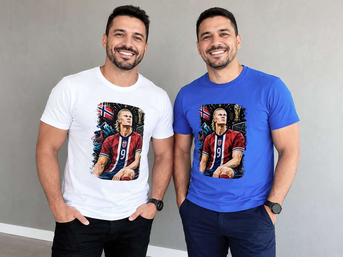 Arte Camiseta Seleção Noruega Camisa 9 Erling Haaland