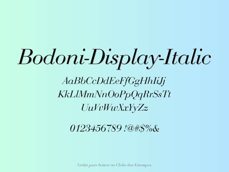Fonte Bodoni Display Italic Grátis Para Baixar