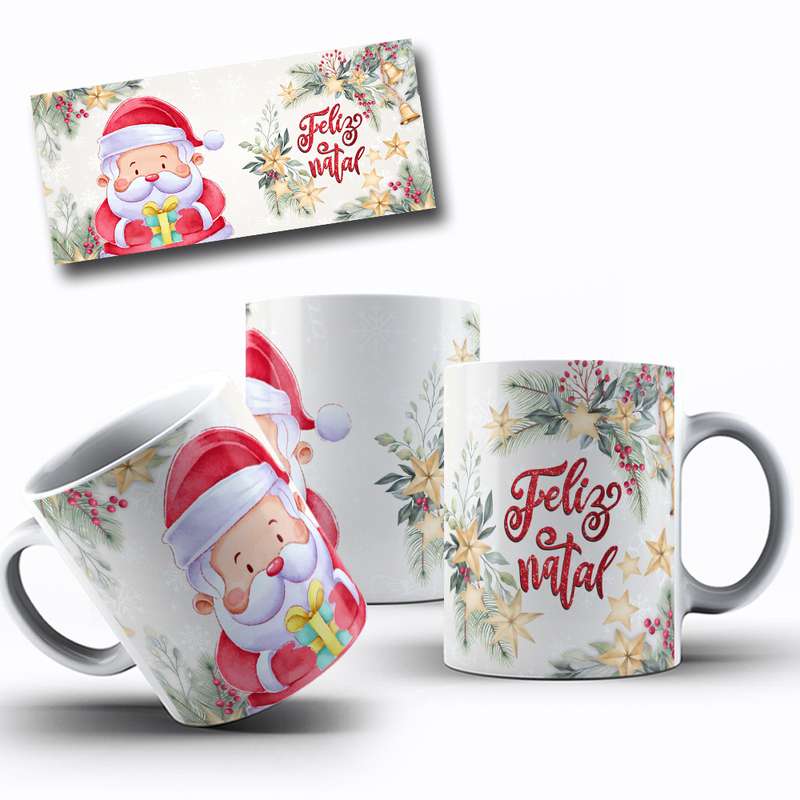 Arte Para Caneca Feliz Natal Personagem Natalino Cartoon 5