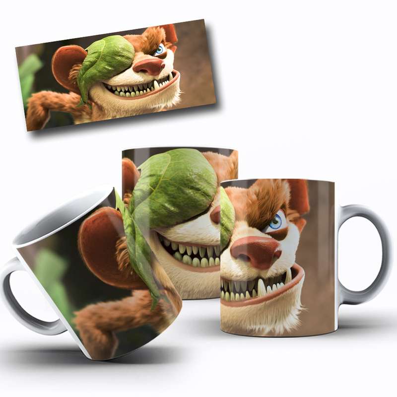Arte Para Caneca Tigre Com Folha, Animação, Personagem 25