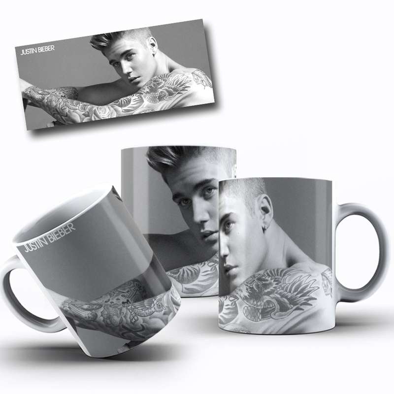 Arte Para Caneca Justin Bieber Tattoo Realista 8