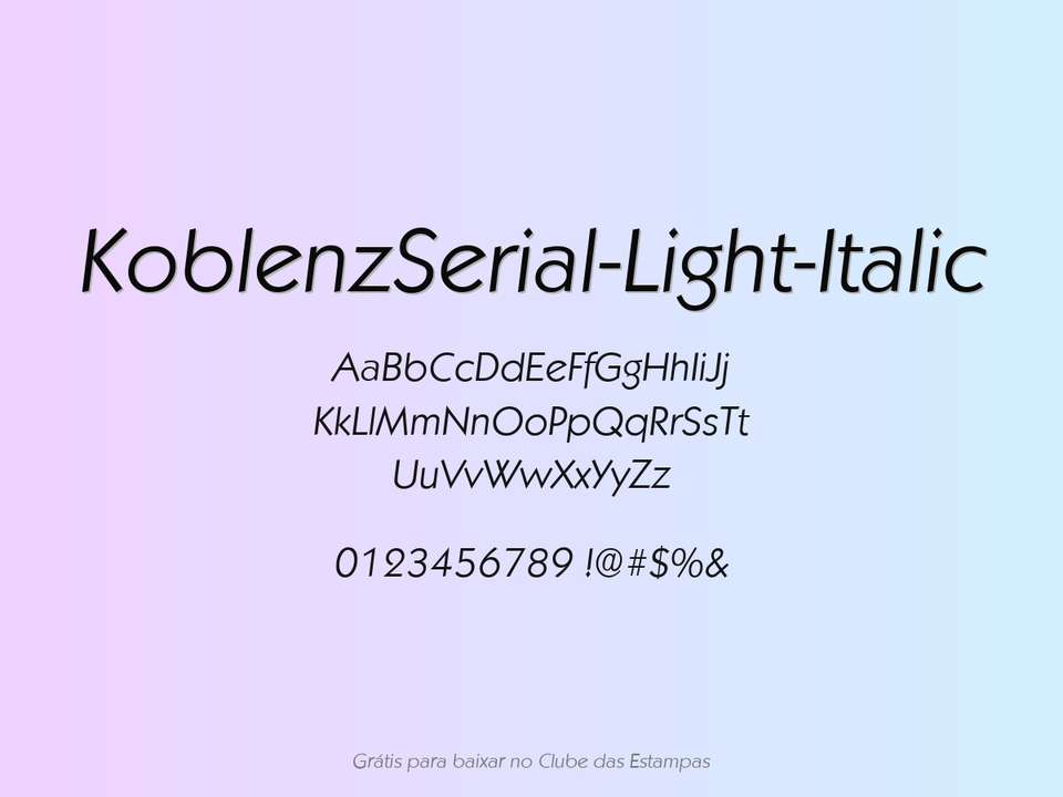 Fonte Koblenzserial Light Italic Grátis Para Baixar