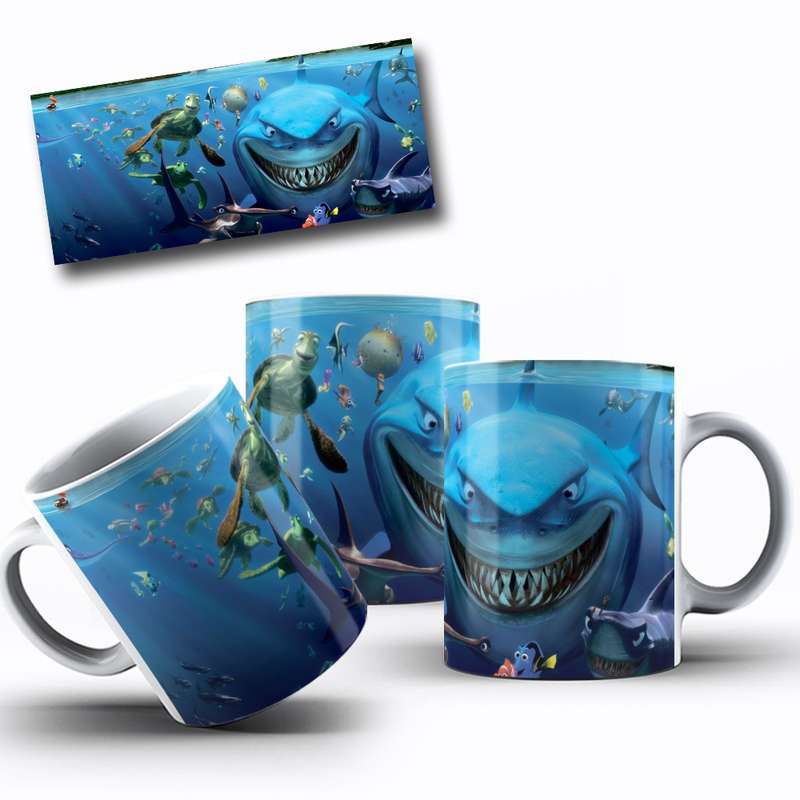 Arte Para Caneca Nemo Tubarão Cartoon 20