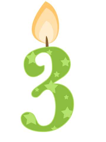 Elemento Numeral Aniversário Vela 3 Três Anos (3)