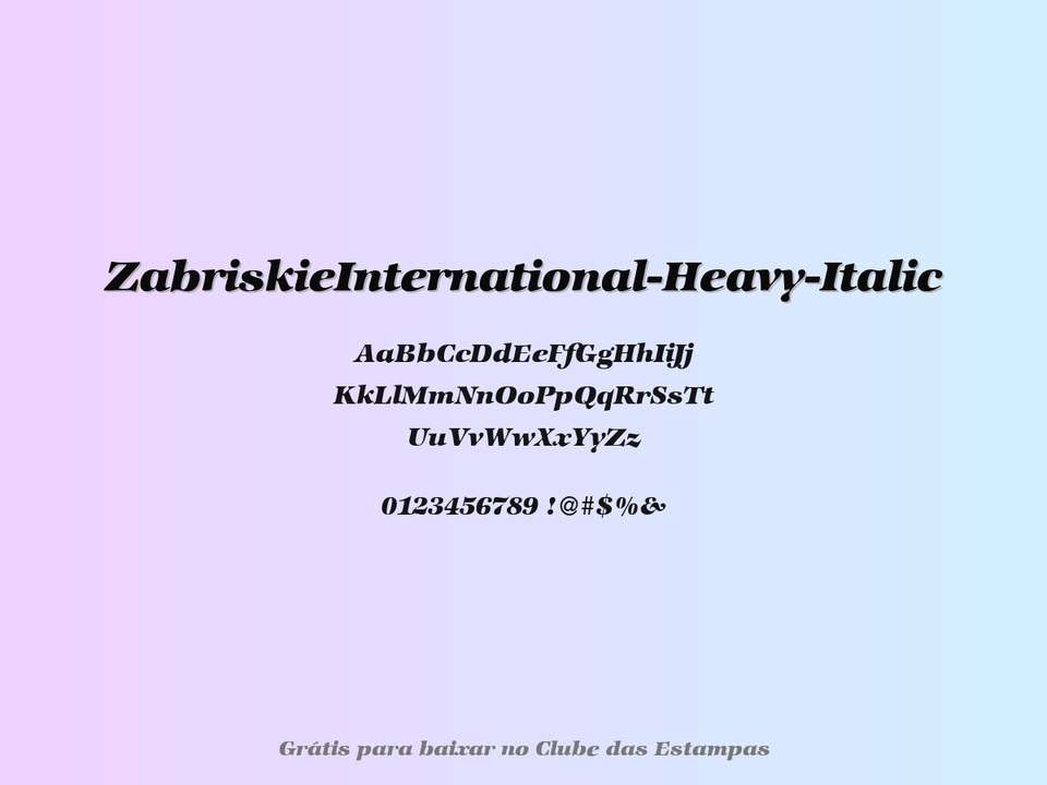Fonte Zabriskieinternational Heavy Italic Grátis Para Baixar