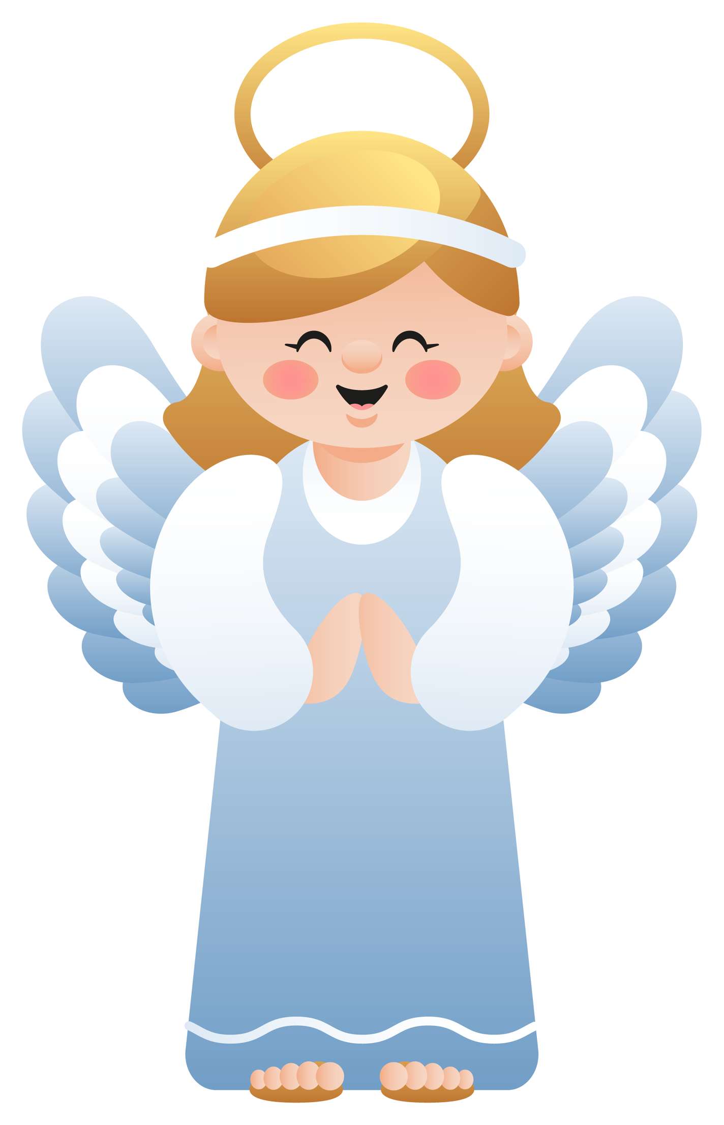 Anjo Cartoon Com Asas Azuis Religioso Png Grátis Para Baixar