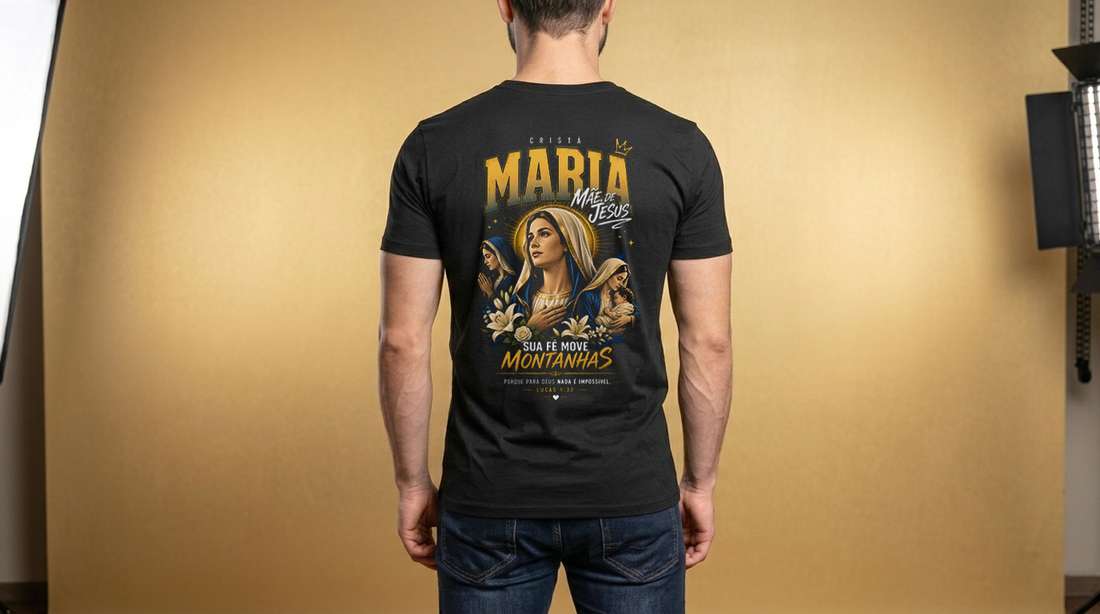 Arte Crista Maria Mãe De Jesus Sua Fé Move Montanhas Estampa Digital Dtf