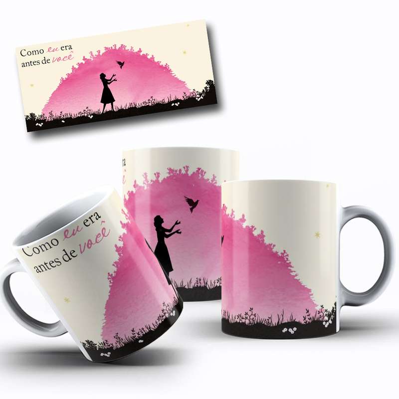 Arte Para Caneca Mulher Voando Pássaro Cartoon 23