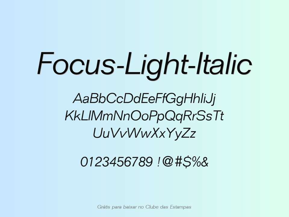 Fonte Focus Light Italic Grátis Para Baixar