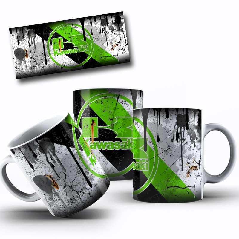 Arte Para Caneca Kawasaki Logotipo Estilo Grunge 47