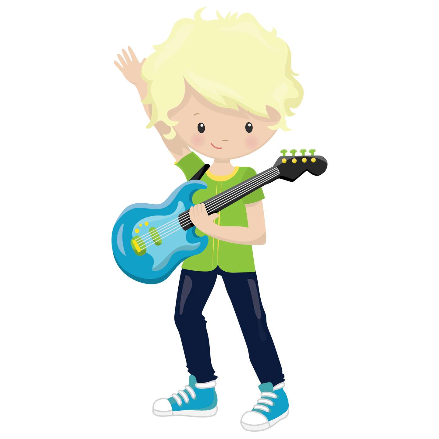 Menino Tocando Guitarra Azul Música Png Grátis Para Baixar Design