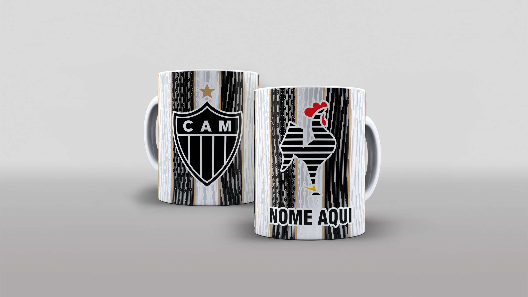 Arte Atlético Mineiro Galo Com Nome Para Caneca