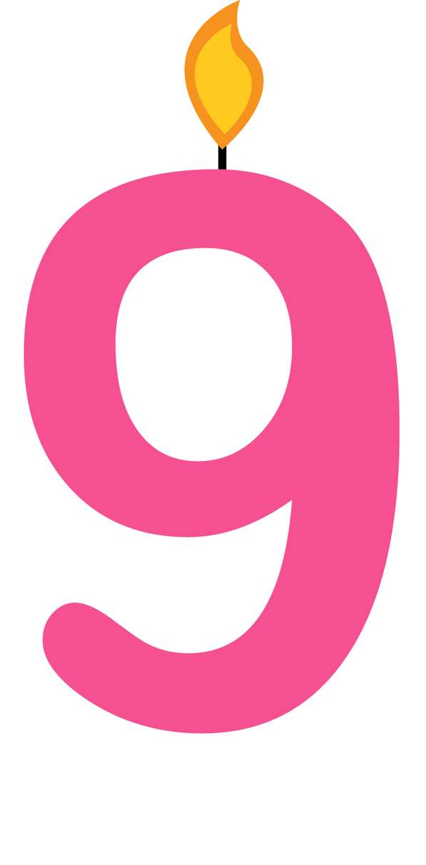Elemento Numeral Aniversário Vela 9 Nove Anos (5)
