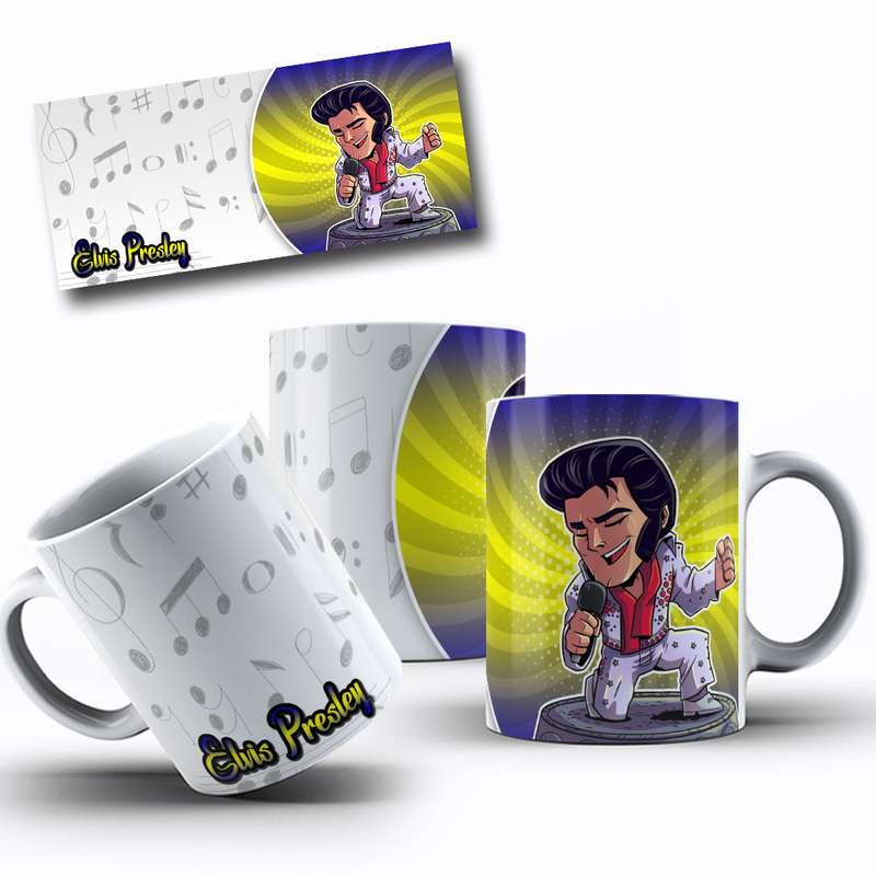 Arte Para Caneca Elvis Presley Personagem Cartoon 19