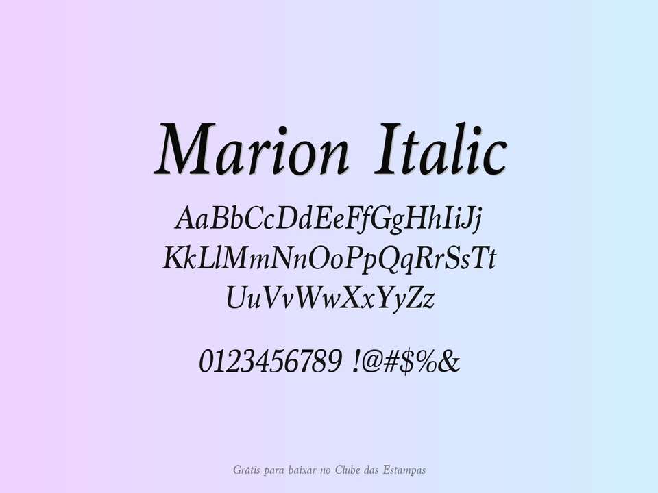 Fonte Marion Italic Grátis Para Baixar