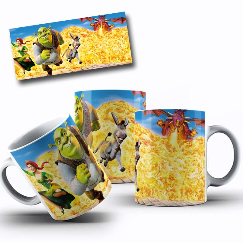 Arte Para Caneca Shrek Donkey Ogre Cartoon 2