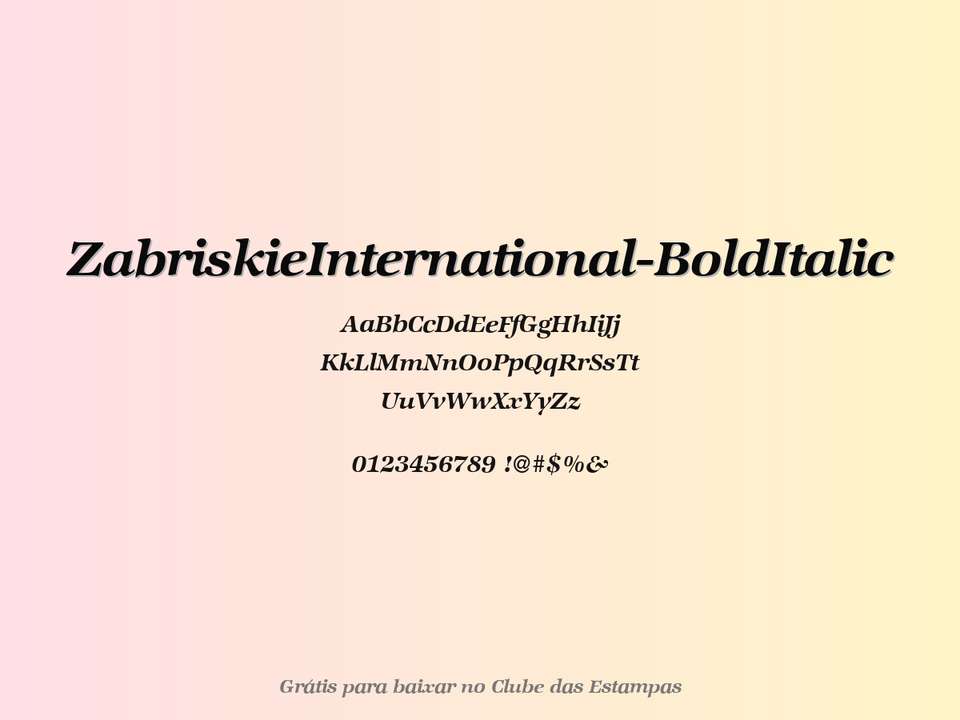 Fonte Zabriskieinternational Bolditalic Grátis Para Baixar