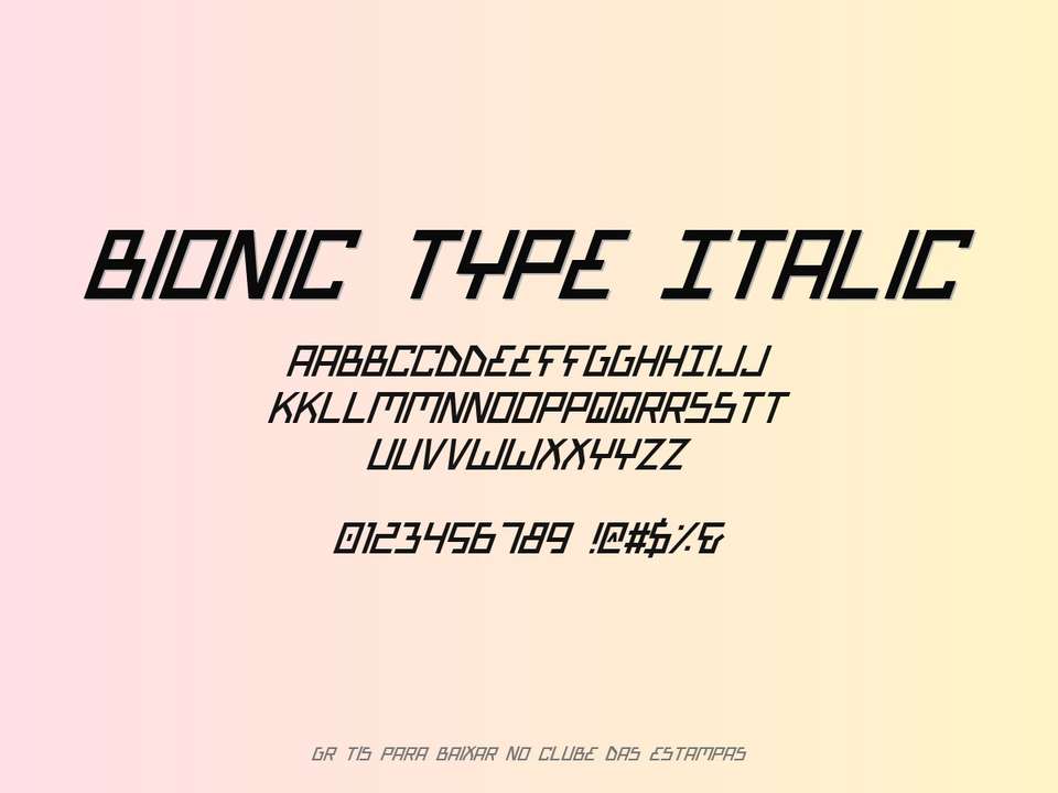 Fonte Bionic Type Italic Grátis Para Baixar