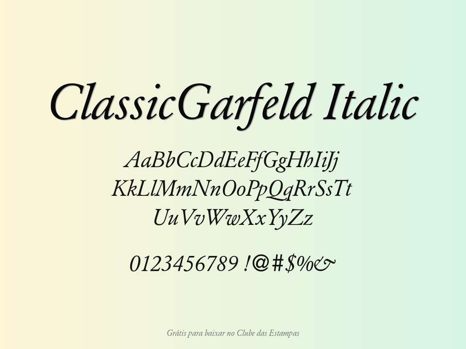 Fonte Classicgarfeld Italic Grátis Para Baixar