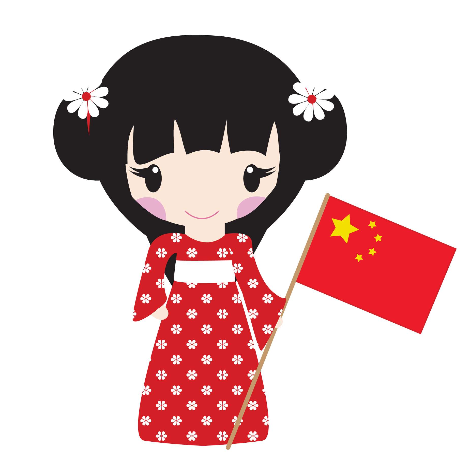 Menina Com Bandeira Chinesa Culturas Png Grátis Para Baixar