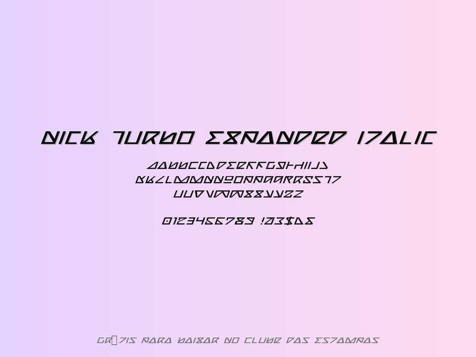 Fonte Nick Turbo Expanded Italic Grátis Para Baixar