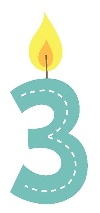 Elemento Numeral Aniversário Vela 3 Três Anos (4)
