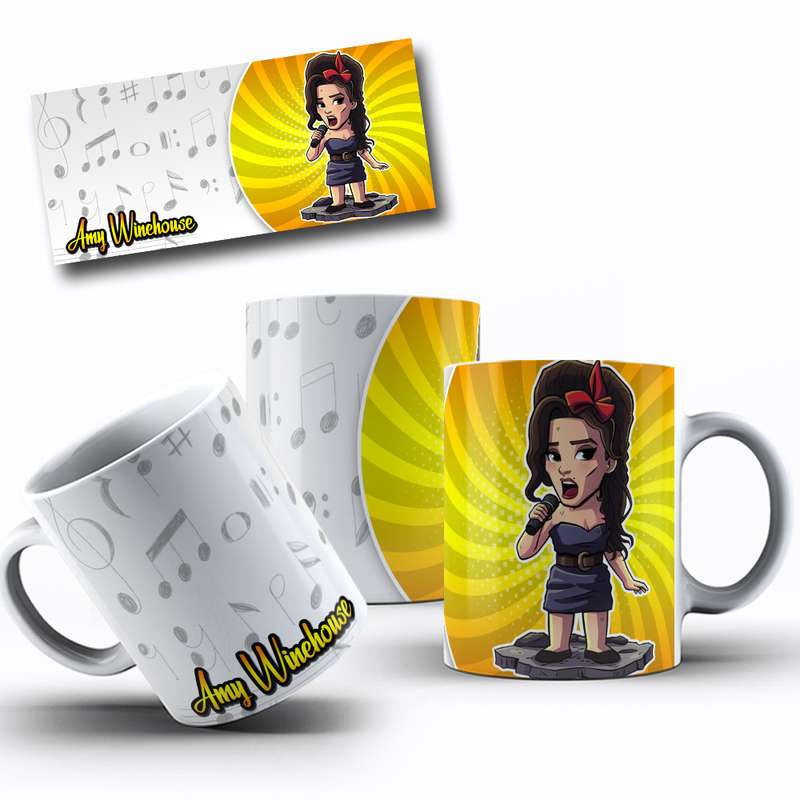 Arte Para Caneca Amy Winehouse Personagem Cartoon 15