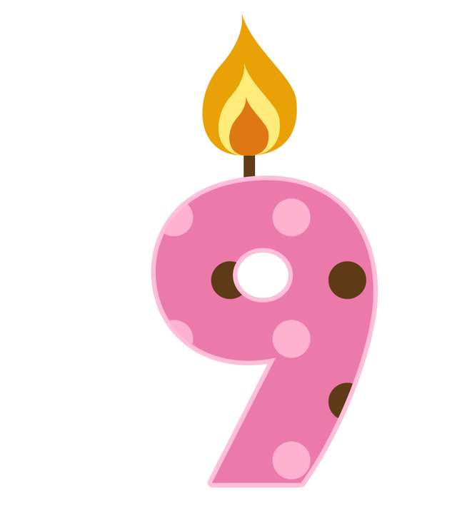 Elemento Numeral Aniversário Vela 9 Nove Anos (6)