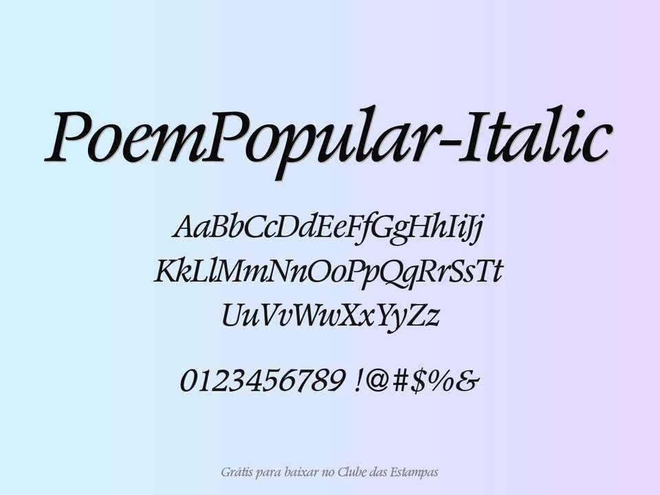 Fonte Poempopular Italic Grátis Para Baixar