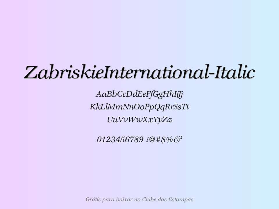 Fonte Zabriskieinternational Italic Grátis Para Baixar