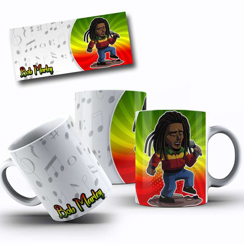 Arte Para Caneca Bob Marley Cantor Cartoon 16