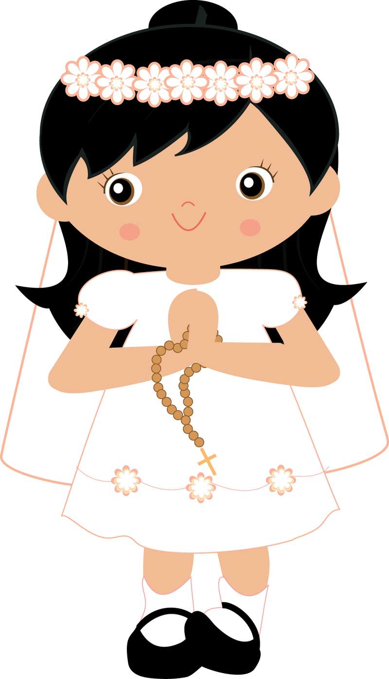 Menina Com Rosário E Flores Religião Png Grátis Para Baixar Vetor