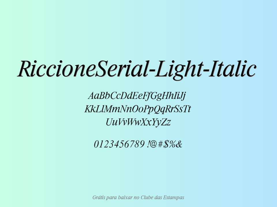 Fonte Riccioneserial Light Italic Grátis Para Baixar