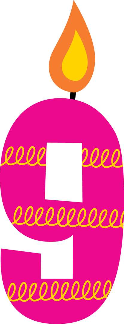 Elemento Numeral Aniversário Vela 9 Nove Anos (3)