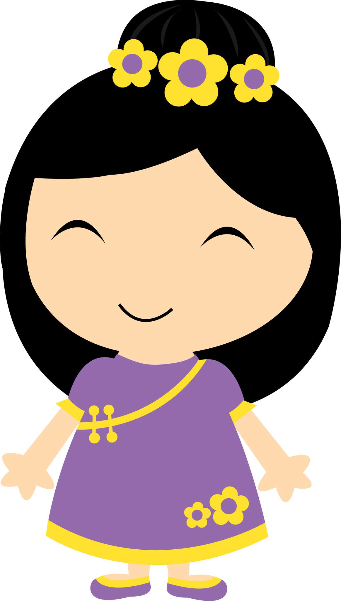 Menina Em Vestido Roxo Personagem Infantil Png Grátis Para Baixar