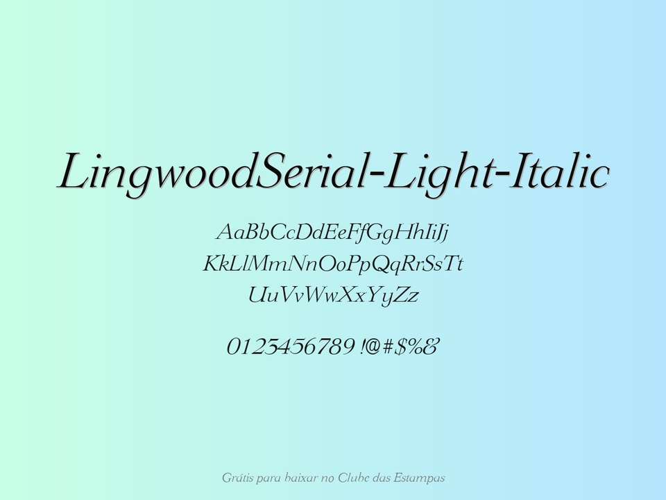 Fonte Lingwoodserial Light Italic Grátis Para Baixar