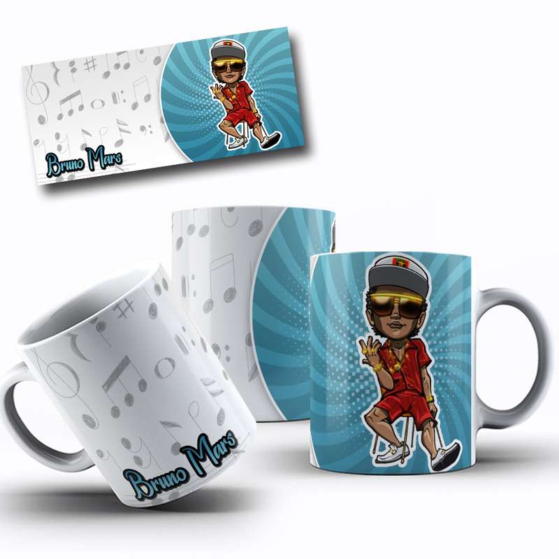 Arte Para Caneca Bruno Mars Personagem Cartoon 17