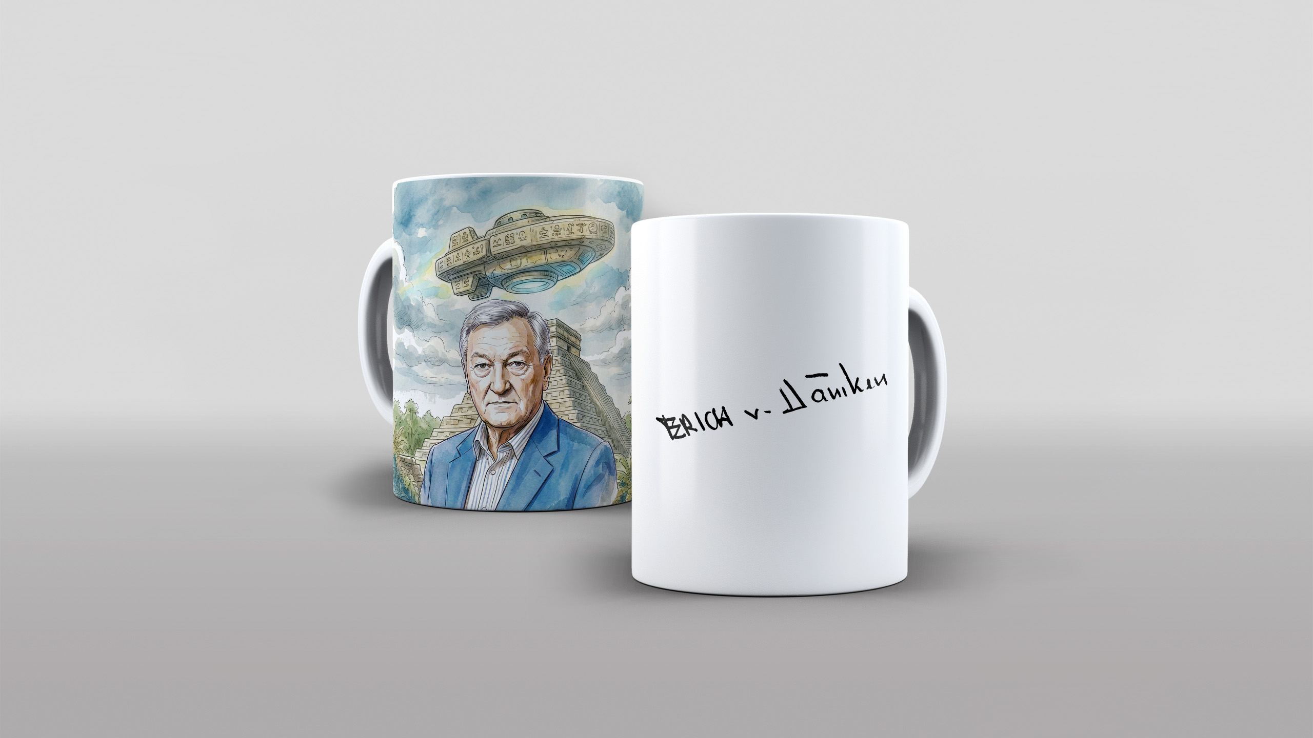 Arte Homenagem Autografo Erich Von Daniken Eram Deuses Ou Astronautas Pra Caneca Deluxe-19