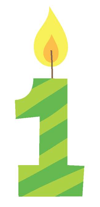 Elemento Numeral Aniversário Vela 1 Um Anos (4)
