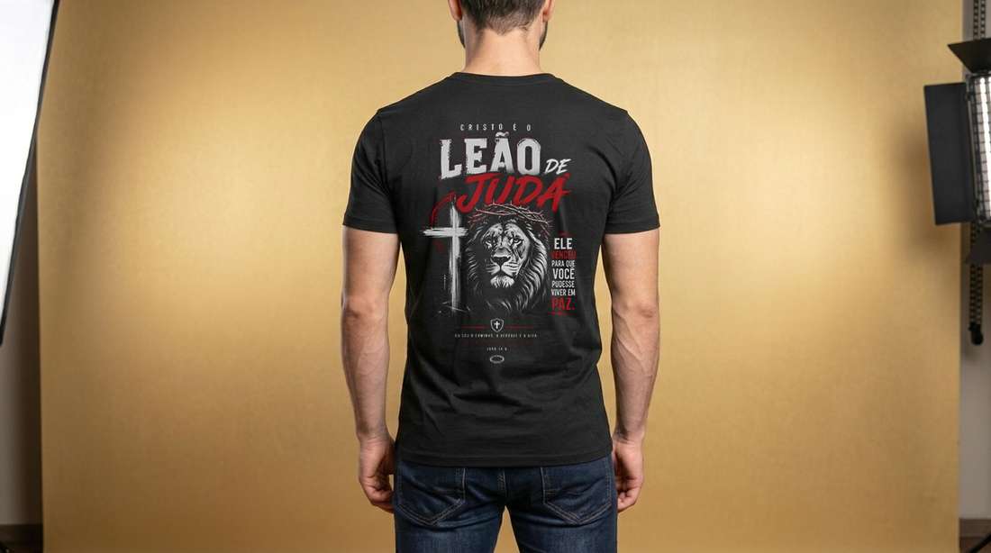 Arte Digital Cristo Leão De Juda Para Camiseta Preta