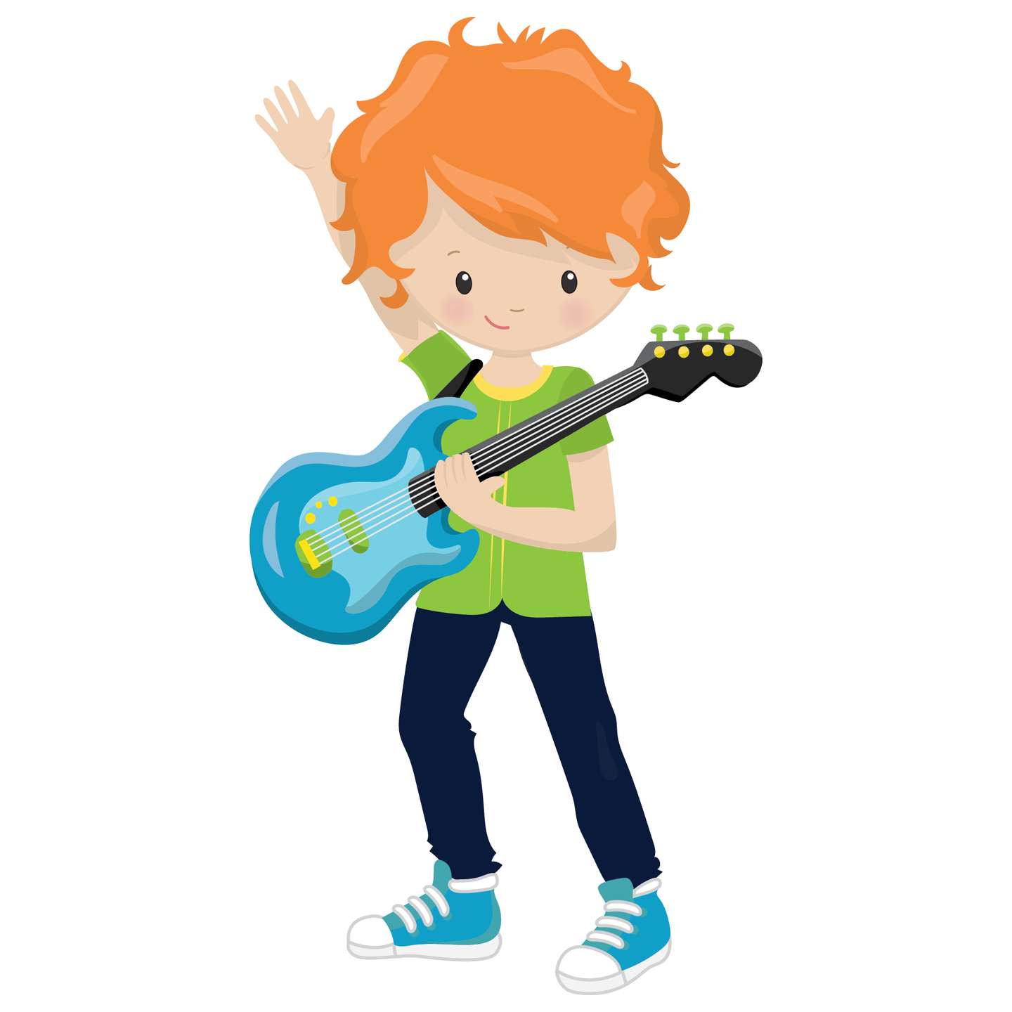 Menino Tocando Guitarra Azul Música Png Grátis Para Baixar Vetor