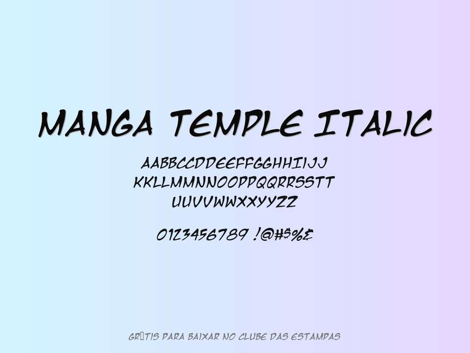 Fonte Manga Temple Italic Grátis Para Baixar
