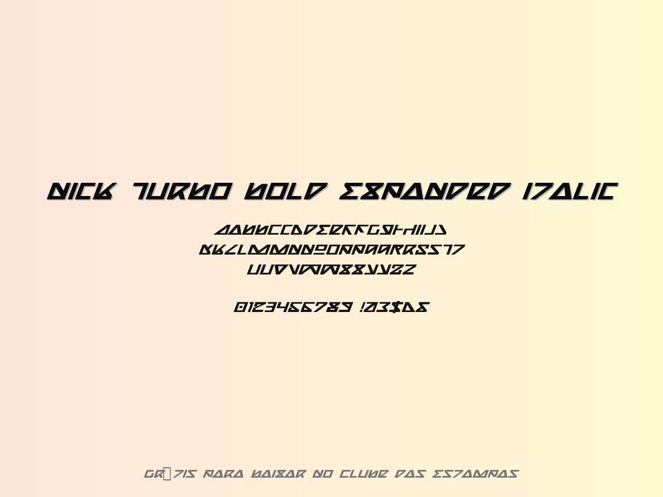 Fonte Nick Turbo Bold Expanded Italic Grátis Para Baixar