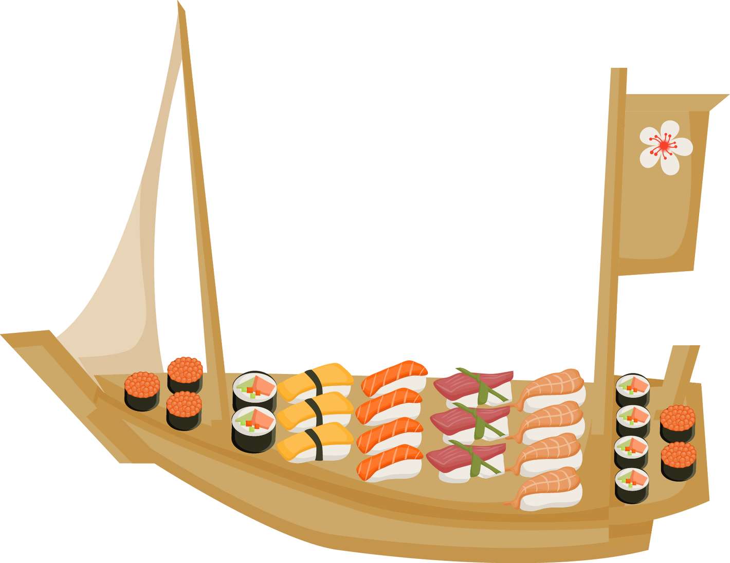 Variedade De Sushi Em Barco Comida Png Grátis Para Baixar