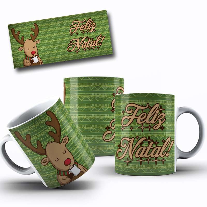 Arte Para Caneca Feliz Natal Rena Cartoon 64