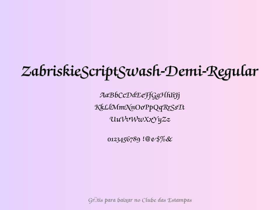 Fonte Zabriskiescriptswash Demi Regular Grátis Para Baixar