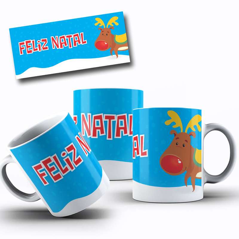 Arte Para Caneca Feliz Natal Reno Cartoon 47