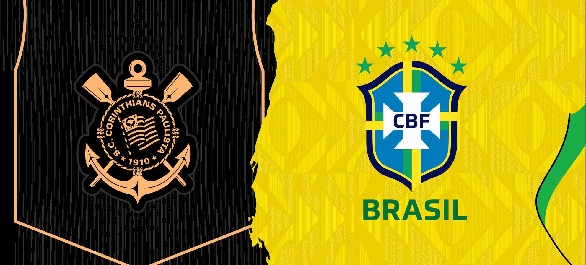 Arte Para Caneca Seleção Brasileira Amarela Mais Time Corinthians Digital-16